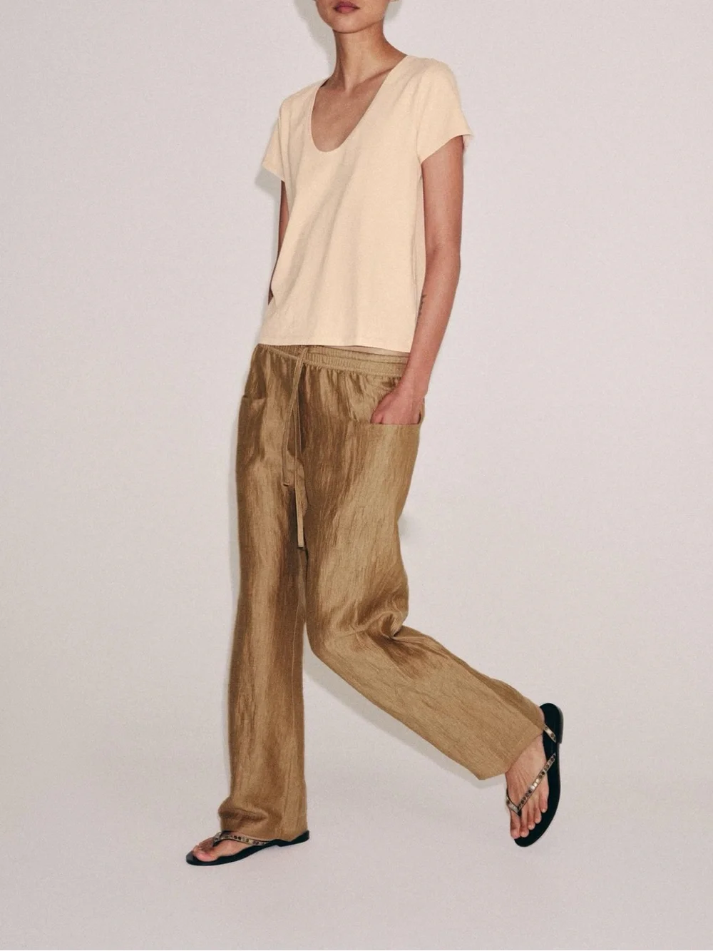 ZARA ZW COLLECTION LINEN BLEND PANTS